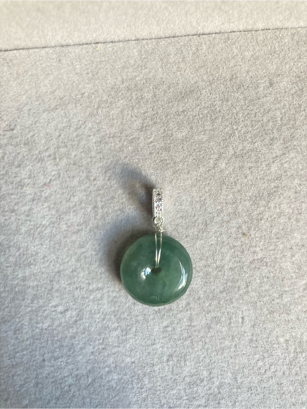 Jade Green Donut Pendant Necklace by Jade with Silver Accent